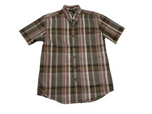 Eddie Bauer Travex Shirt Mens M Brown Plaid Button Front Outdoor Travel